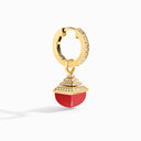 Cleo Rev Midi Diamond Drop Earrings Yellow Gold Pink Coral