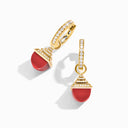 Cleo Rev Midi Diamond Drop Earrings Yellow Gold Pink Coral