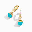 Cleo Rev Midi Diamond Drop Earrings Yellow Gold Pink Coral