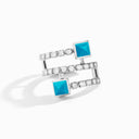 Lotus Twist Ear Cuff White Gold White Agate