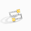 Lotus Twist Ear Cuff White Gold White Agate