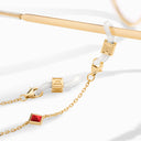 Cleo Convertible Long Necklace Eye Glass Chain Yellow Gold Turquoise