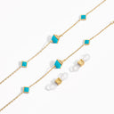 Cleo Convertible Long Necklace Eye Glass Chain Yellow Gold Turquoise