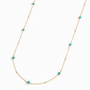 Cleo Convertible Long Necklace Eye Glass Chain Yellow Gold Turquoise