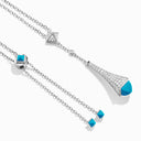 Cleo Diamond Teardrop Pendant Necklace White Gold Sea Blue Chalcedony