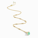 Cleo Rev Luxe Diamond Long Drop Necklace Yellow Gold Chrysoprase