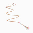 Cleo Rev Diamond Long Chain Drop Pendant Necklace Rose Gold Pink Quartzite