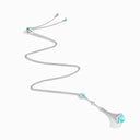 Cleo Rev Diamond Long Chain Drop Pendant Necklace White Gold Sea Blue Chalcedony