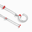 Cleo Venus Gold Midi Long Chain Pendant White Gold Red Agate