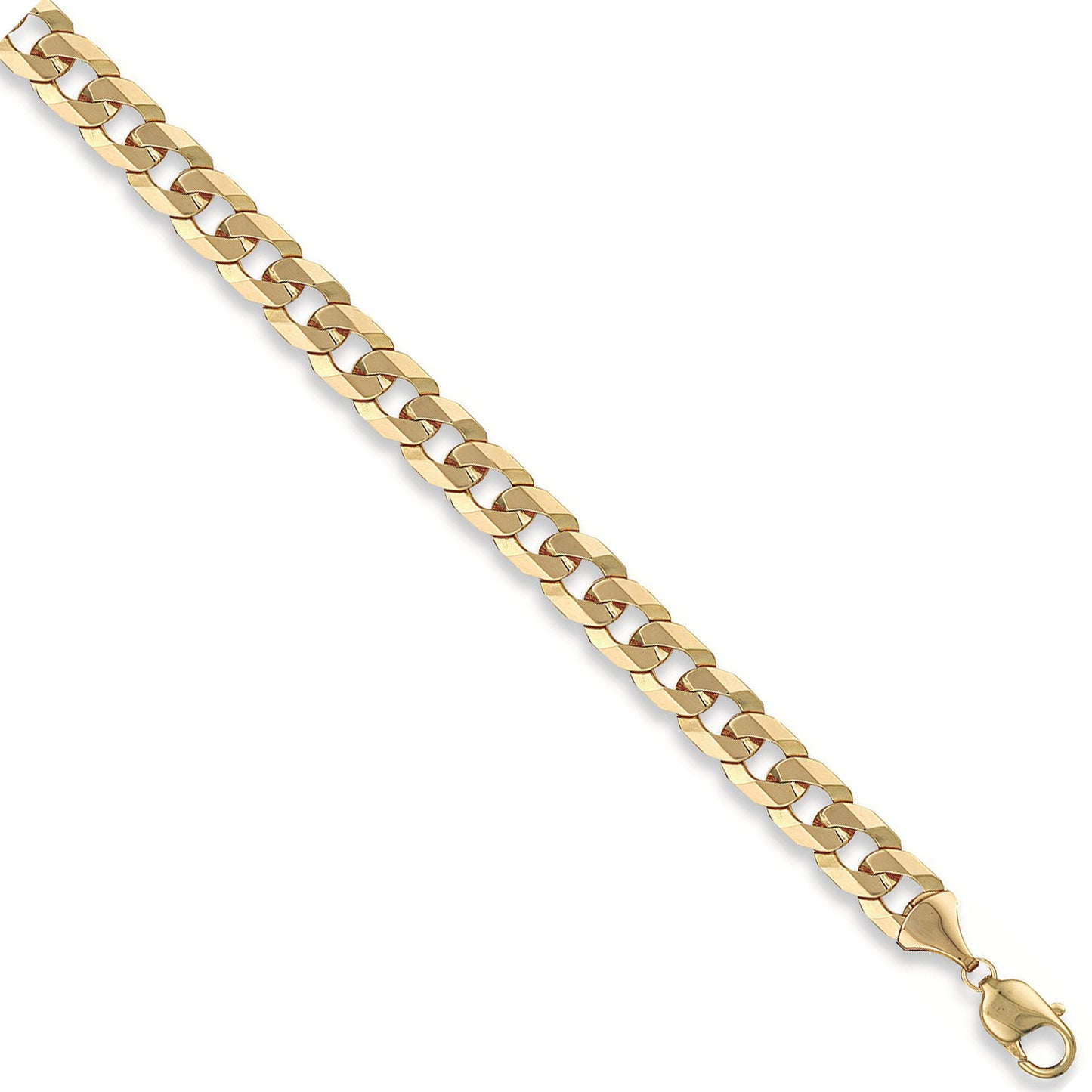 Yellow Gold 10mm Flat Curb Chain - 9ct Gold