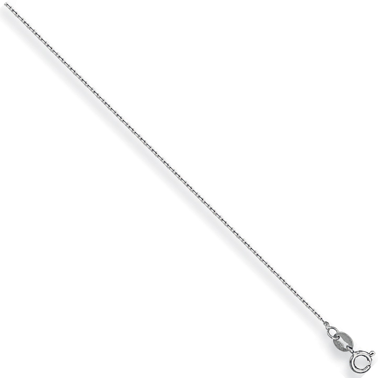 White Gold 0.8mm Diamond Cut Trace Chain - 9ct Gold