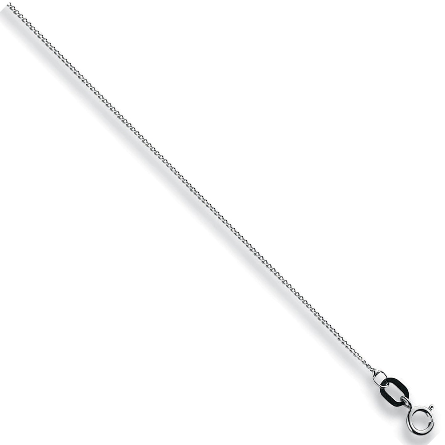 White Gold 0.8mm Traditional Classic Curb Chain - 9ct Gold