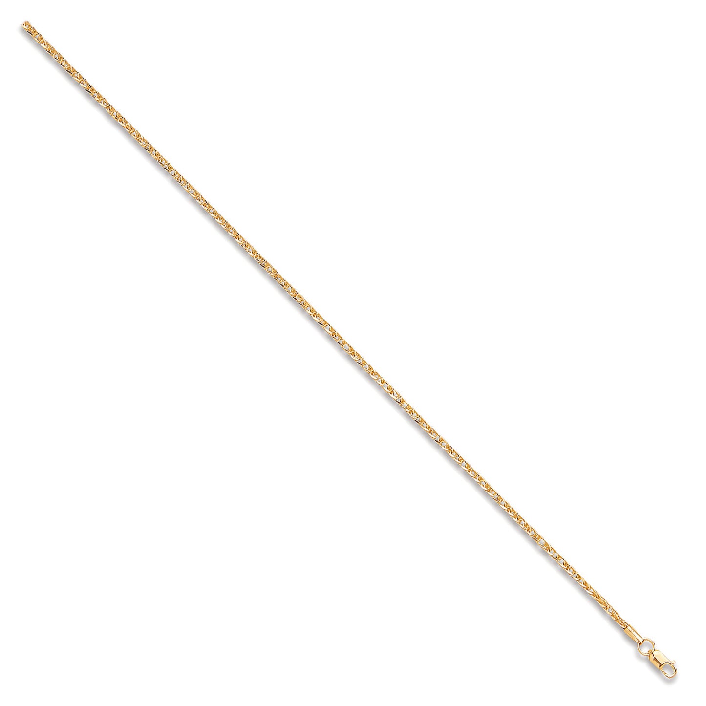 Yellow Gold 2.0mm Hollow Square Spiga Chain/Bracelet - 9ct Gold