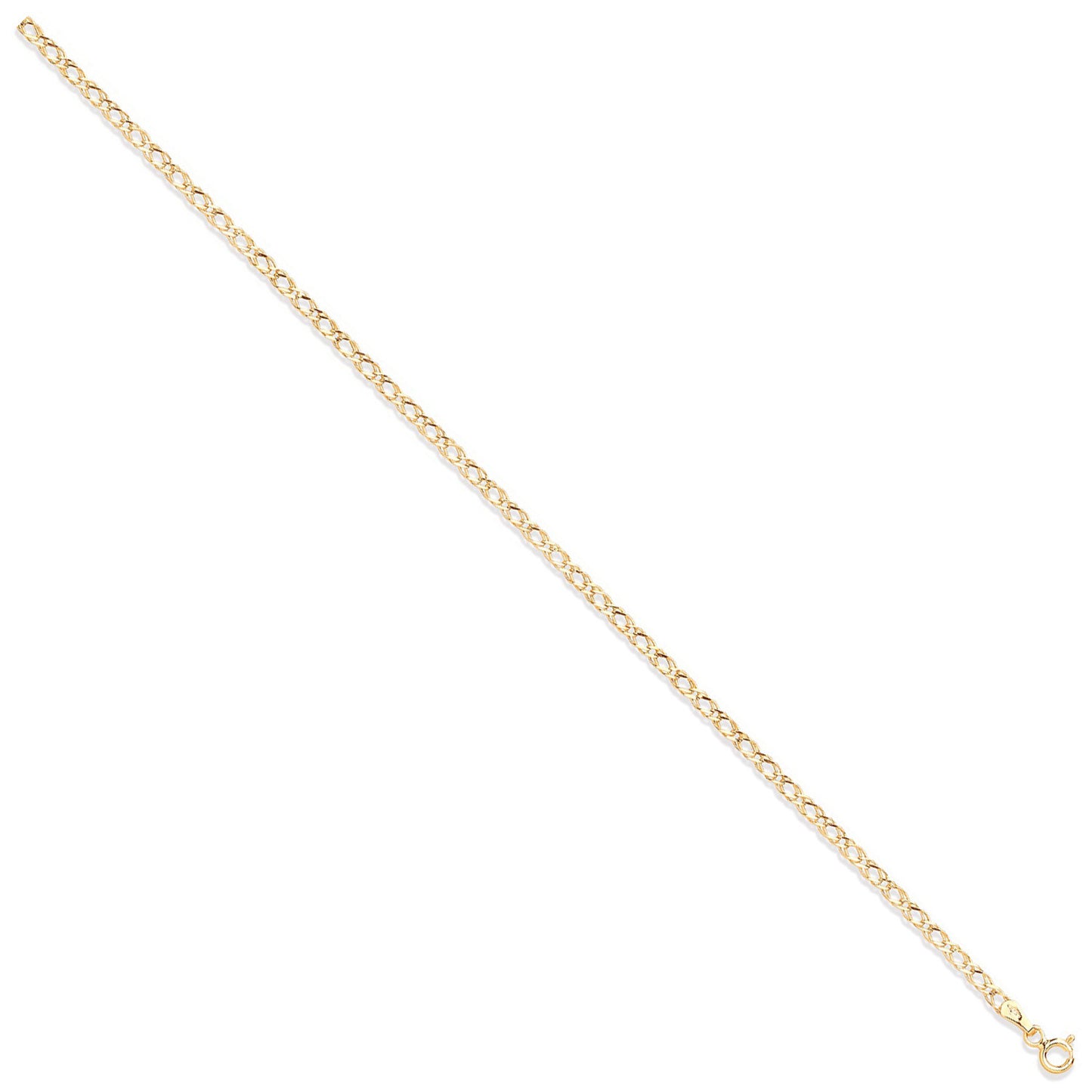 Yellow Gold 2.6mm Hollow Double Curb Chain - 9ct Gold