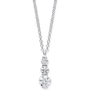 White Gold Graduated Cubic Zirconias Drop Pendant on 18" Chain