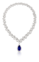 Goddess Garden Collier in 18k White Gold with White Diamonds and Tanzanite