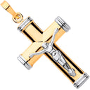 Yellow & White Gold Hollow Tube Crucifix