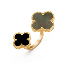 Magic Alhambra Between the Finger Ring in 18K Yellow Gold with Mother-of-Pearl and Onyx