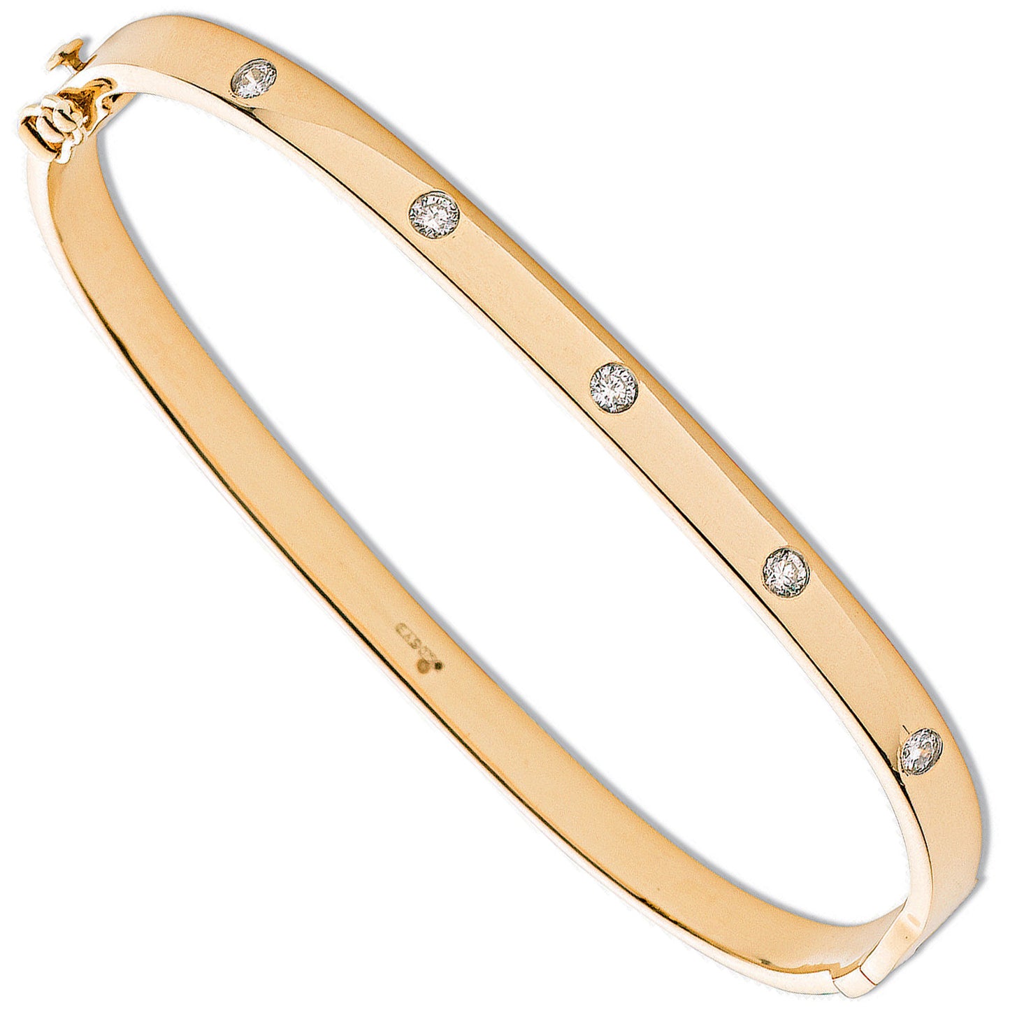 9ct Yellow Gold 0.20ct 5 Stone Diamond Bangle - 9ct Gold