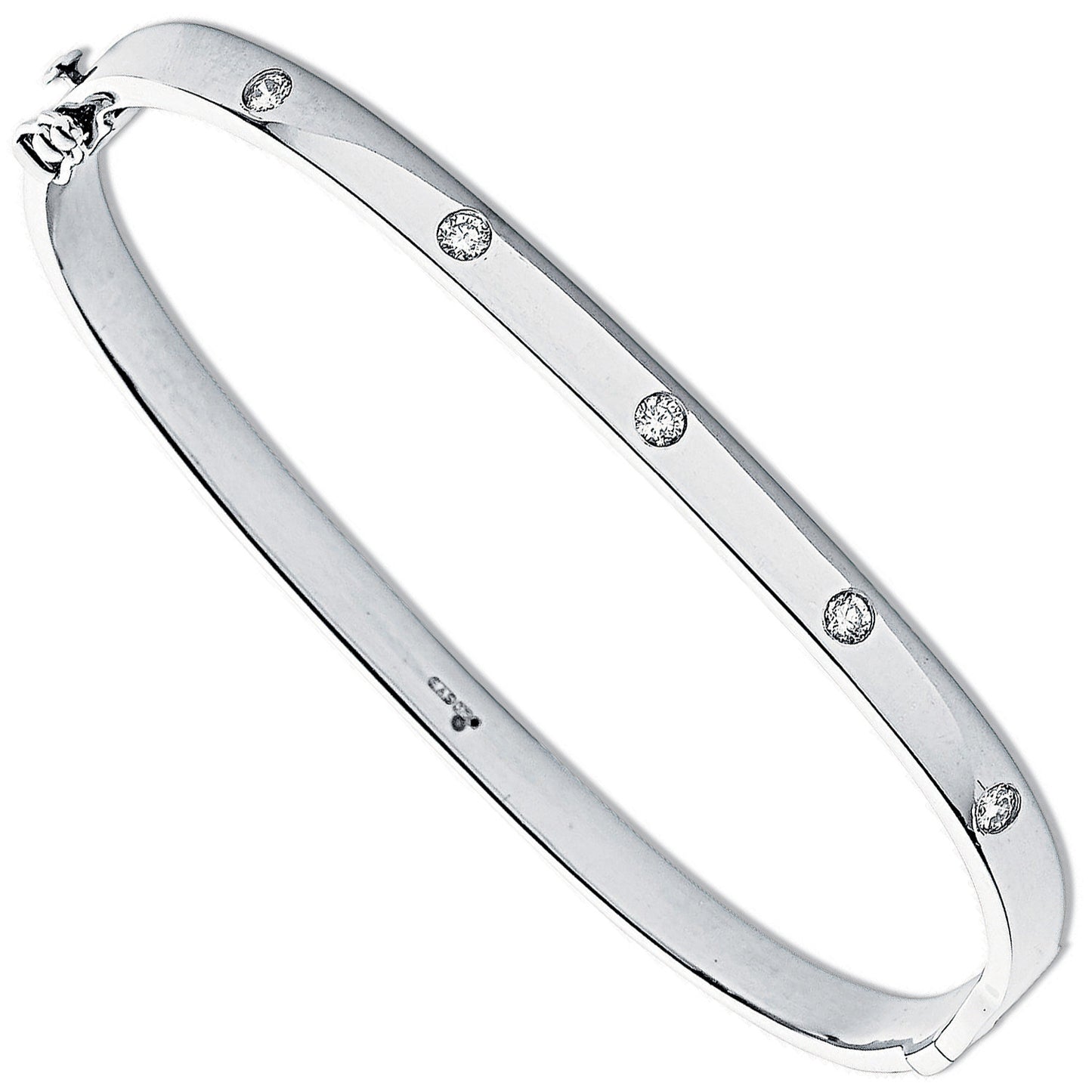 9ct White Gold 0.20ct 5 Stone Diamond Bangle - 9ct Gold