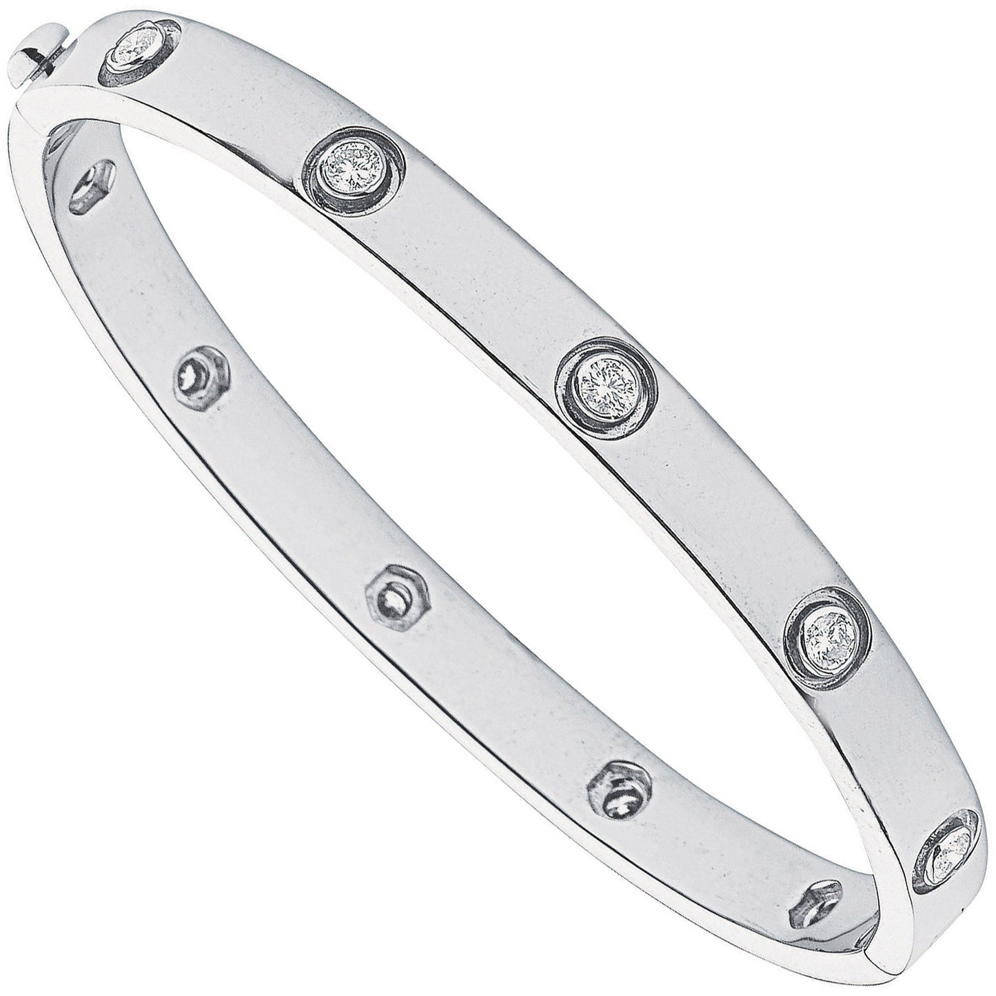 18ct White Gold 1.00ct Diamond Bangle - 18ct Gold