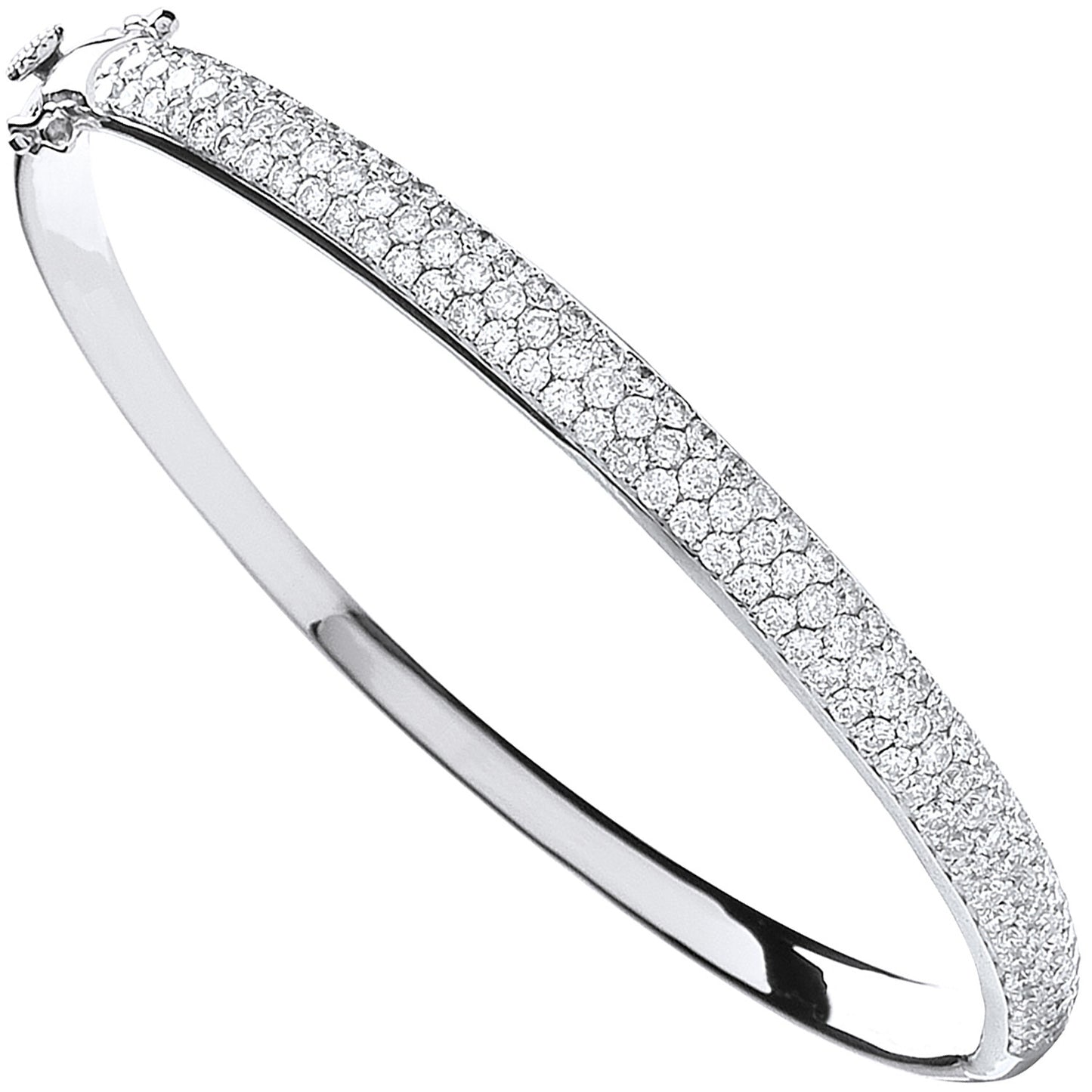18ct White Gold 3.15ct Pave Set Diamond Bangle - 18ct Gold