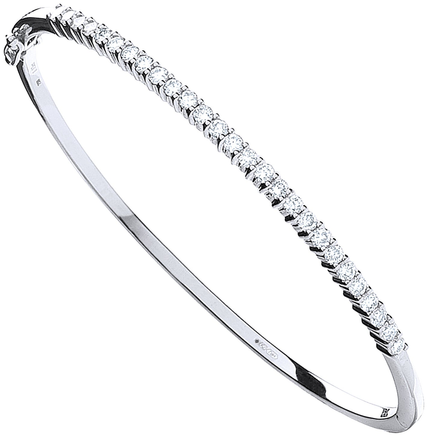 18ct White Gold 1.15ctw Diamond Bangle - 18ct Gold