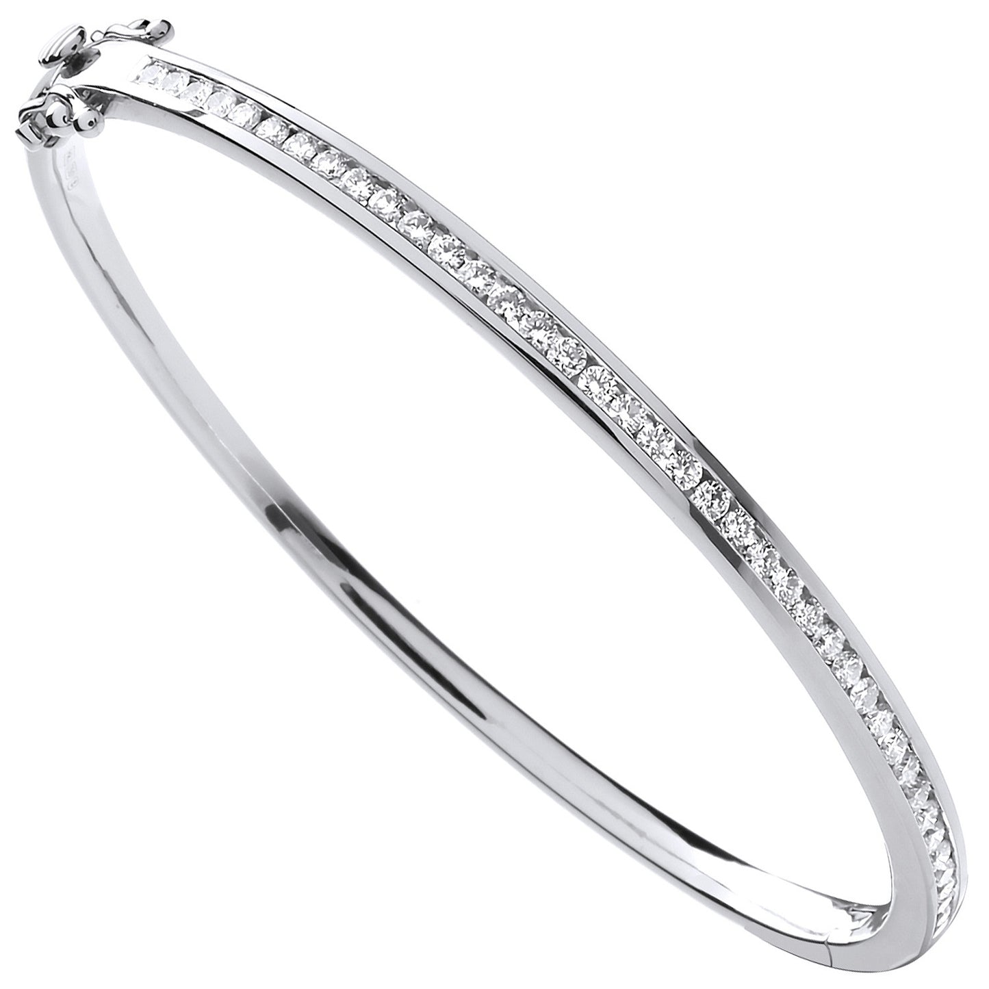 18ct White Gold 1.00ctw Diamond Bangle - 18ct Gold