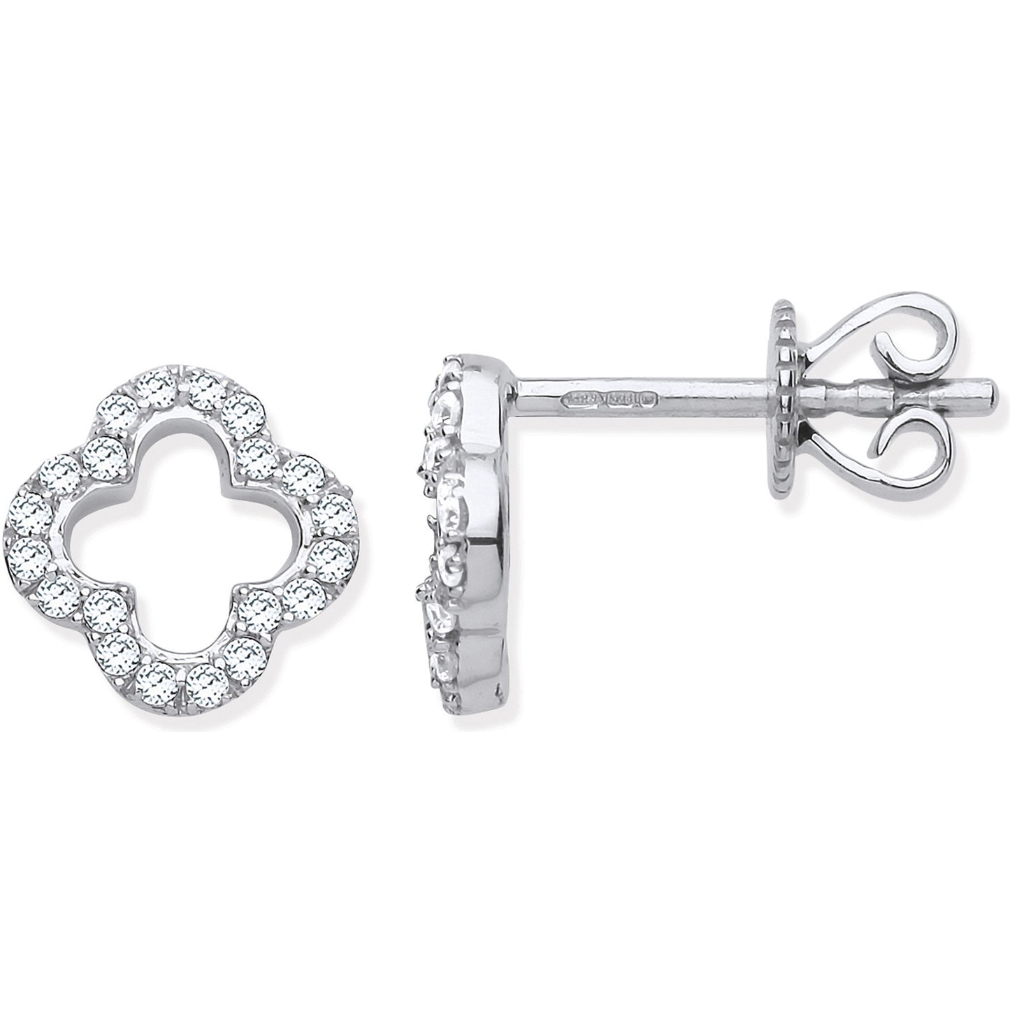 9ct White Gold 0.19ctw Four-Leaf clover Diamond Studs - 9ct Gold