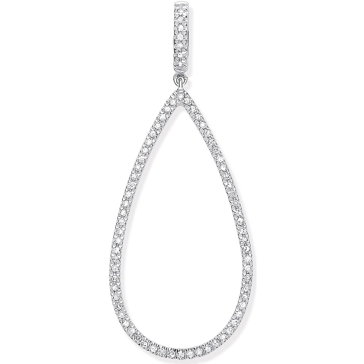 9ct White Gold 0.23ct Pear Shaped Drop Pendant - 9ct Gold