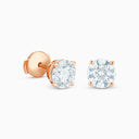 Classic Round Brilliant Diamond Stud Earrings in Rose Gold