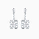 Lotus Diamond Sleeper Earrings in White Gold