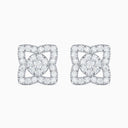 Lotus Mini Stud Earrings in White Gold with Diamonds
