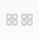 Lotus Diamond Stud Earrings in White Gold