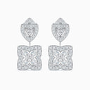 Lotus White Gold Diamond Drop Earrings