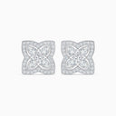 Lotus Diamond Stud Earrings in White Gold