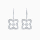 Lotus Diamond Sleeper Earrings in White Gold