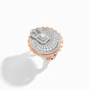 Empire Two-Tone Diamond Large Statement Ring White Rose Gold Diamond