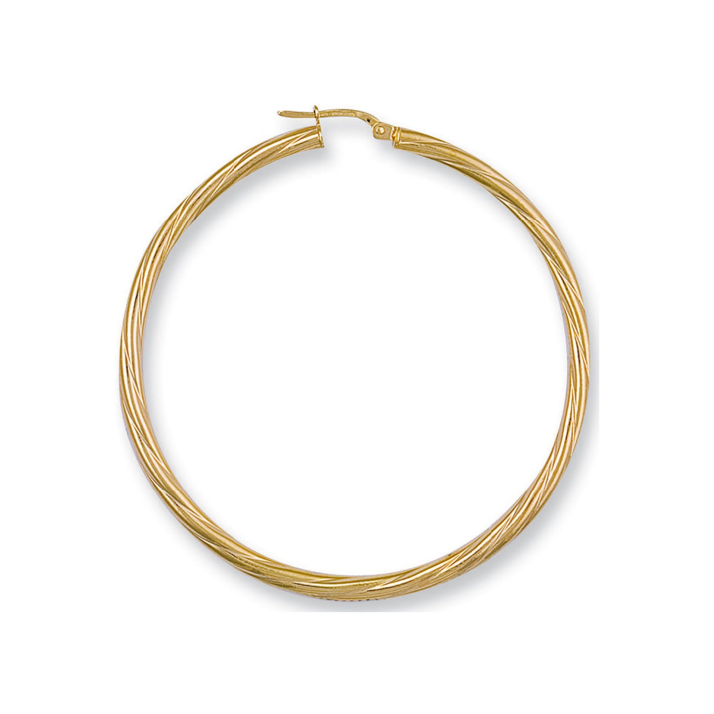 Yellow Gold 54mm Twisted Hoop Earrings - 9ct Gold