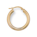 Yellow Gold 21mm Round Tube Hoop Earrings