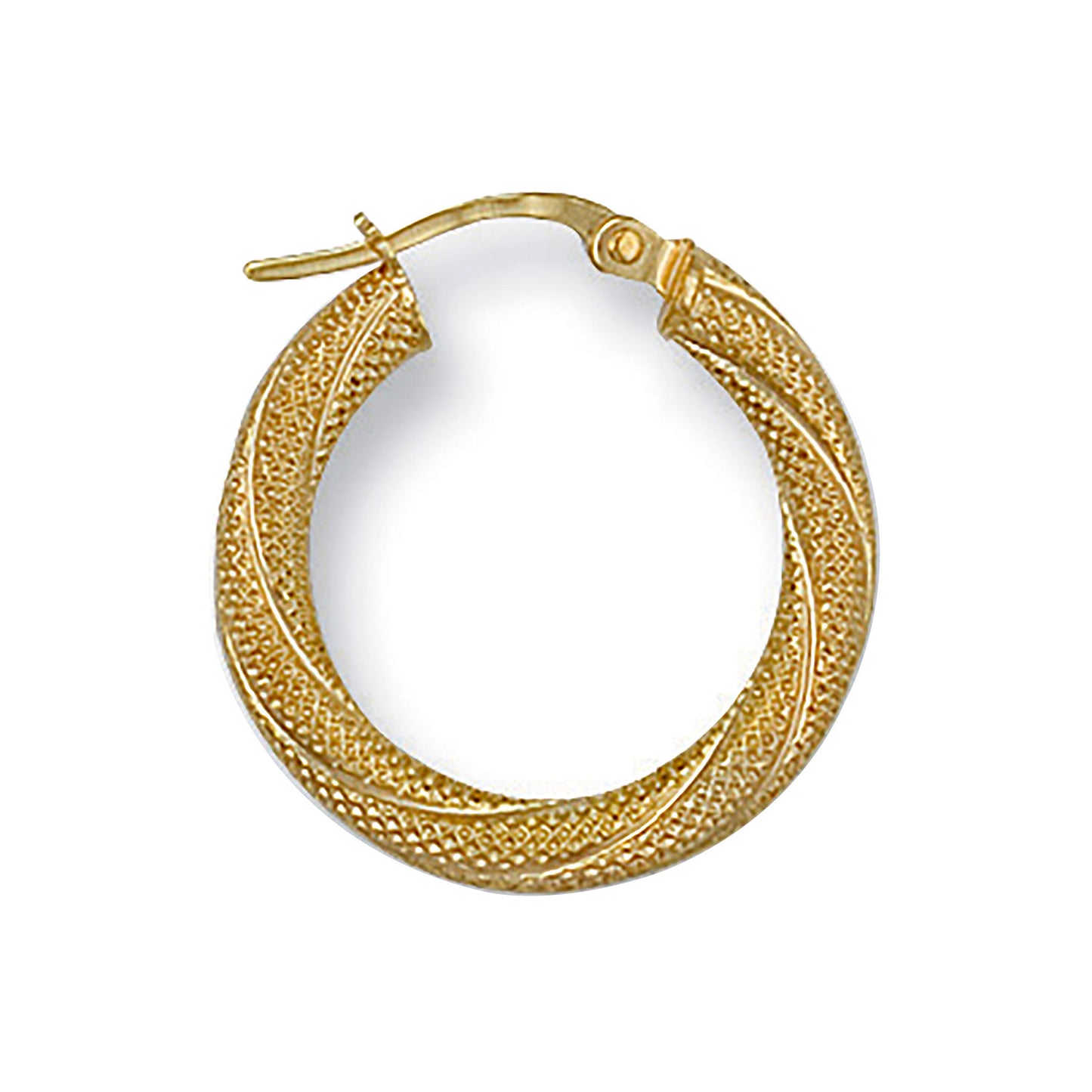 Yellow Gold 21mm Frosted Twisted Hoop Earrings - 9ct Gold