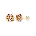 White Yellow & Rose Gold 11mm Knot Studs