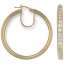 Yellow Gold 35mm Cubic Zirconia Hoop Earrings
