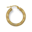 Yellow Gold 20mm Frosted Tube Hoop Earrings