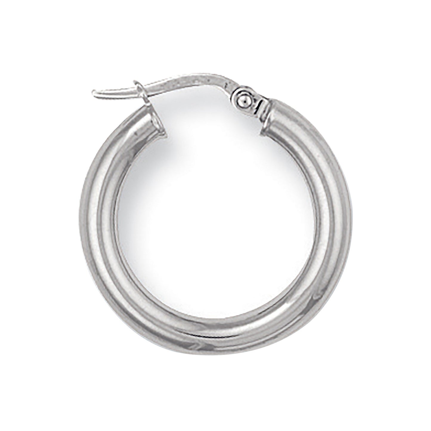 White Gold 20mm Round Tube Hoop Earrings - 9ct Gold