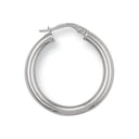 White Gold 25mm Round Tube Hoop Earrings