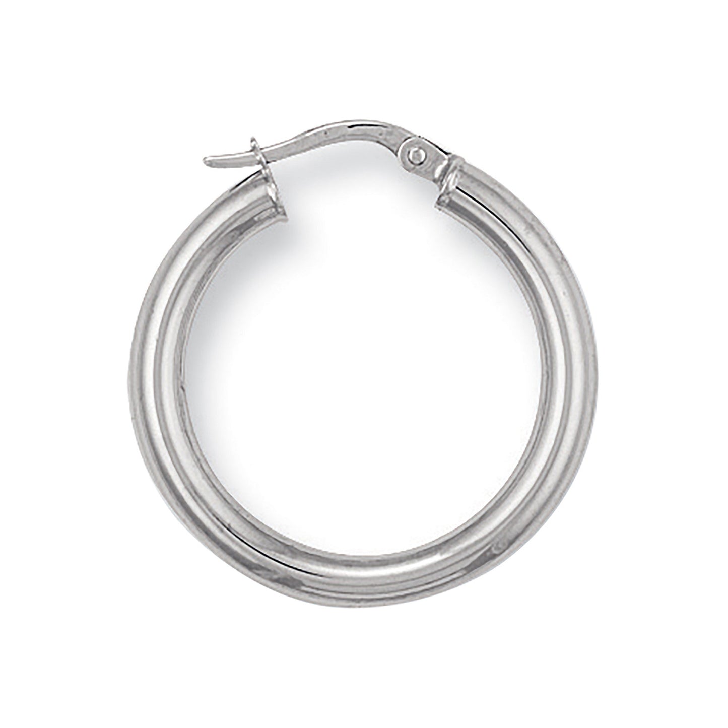 White Gold 25mm Round Tube Hoop Earrings - 9ct Gold