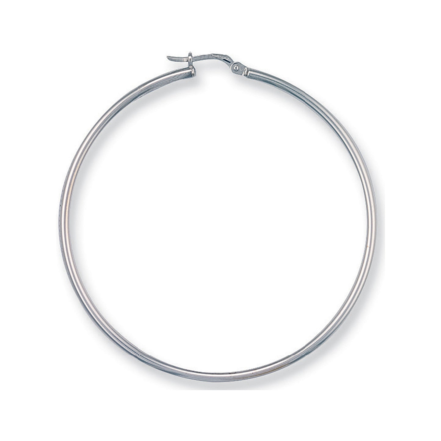 White Gold 50mm Round Tube Hoop Earrings - 9ct Gold