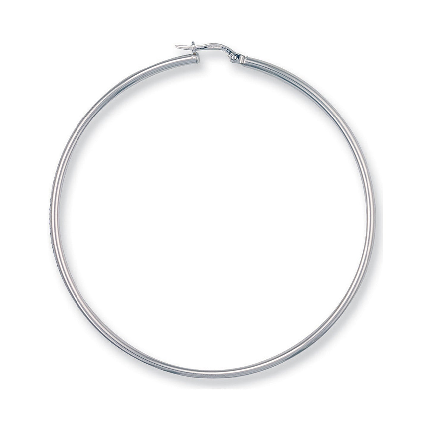White Gold 60mm Round Tube Hoop Earrings - 9ct Gold