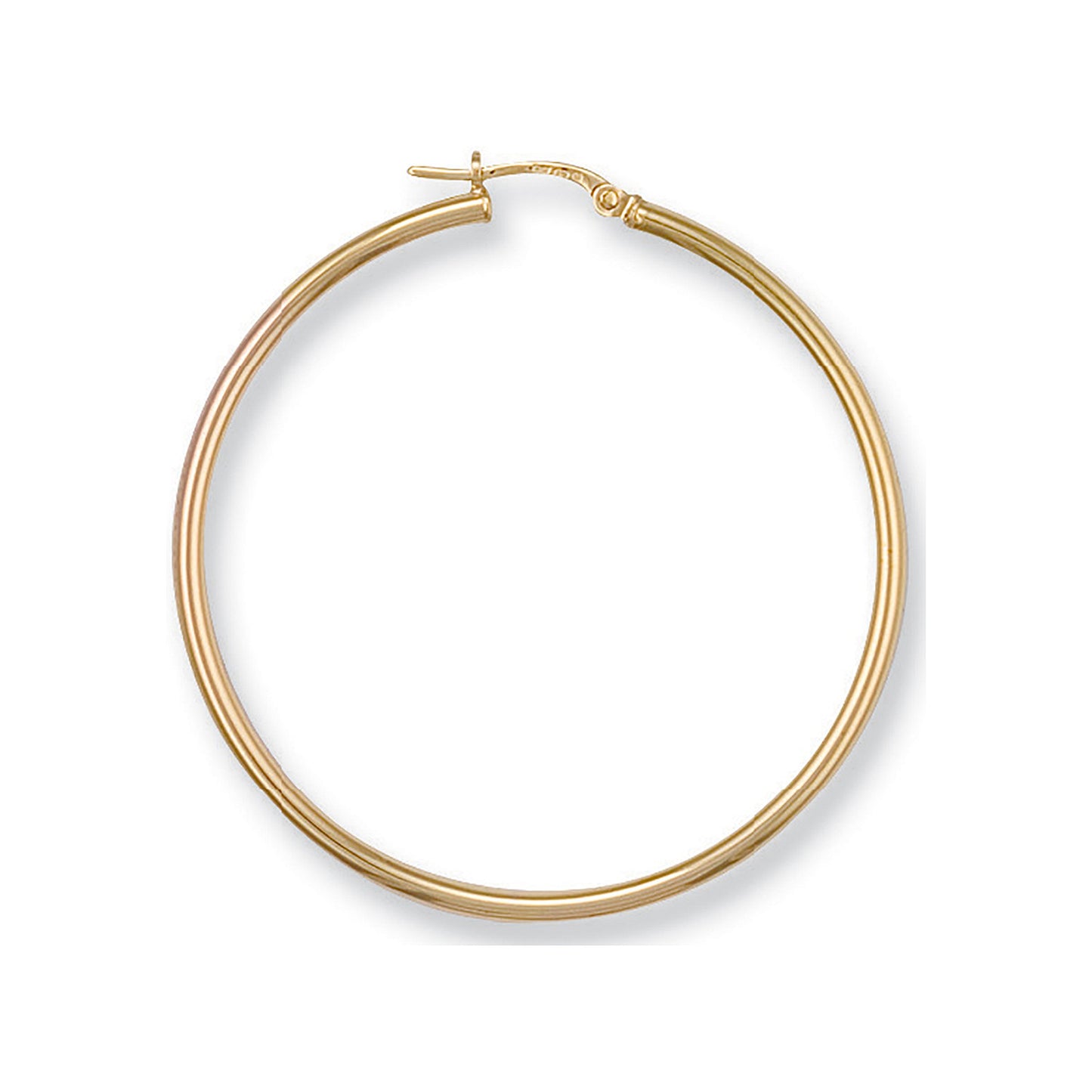 Yellow Gold 40mm Round Tube Hoop Earrings - 9ct Gold